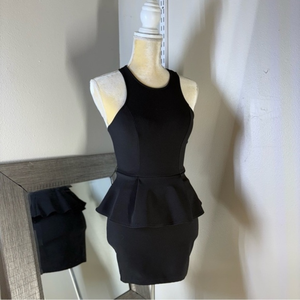 Lush Black racer back peplum Mini Dress